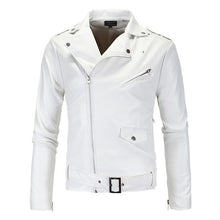 Load image into Gallery viewer, Spring Autumn Motorcycle Leather Jacket Men Slim Fit Oblique Zipper PU Jacket Men's Leather Jackets Motorcycle PU Leather men