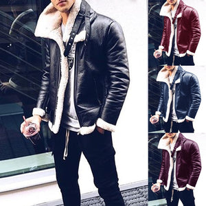 Mens Leather Jackets Male motorcycle Jacket PU Business Casual Plus Thick Warm Fur Collar Winter Faux Biker Coats Windproof