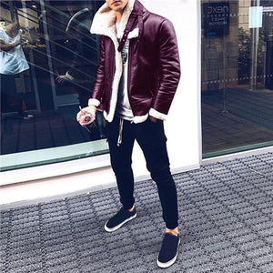 Mens Leather Jackets Male motorcycle Jacket PU Business Casual Plus Thick Warm Fur Collar Winter Faux Biker Coats Windproof